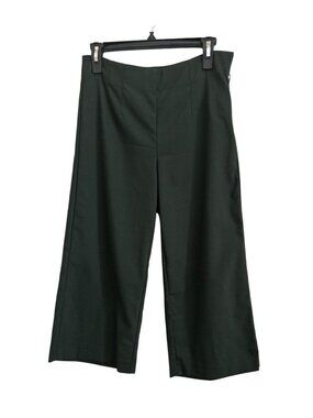 LOFT Petites Wide-Leg Crop Pants 4P Dark Green Business Casual Office Wear